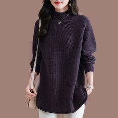 批发半高领羊毛衫女秋<b class='q'>冬</b>2025新款毛衣宽松中长款大码加厚遮肚子打底衫