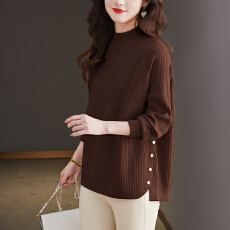 批发2025新款羊毛衫女秋<b class='q'>冬</b>季韩版开叉上衣宽松大码毛衣外穿打底衫