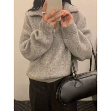 批发2025冬季翻领加厚100纯山羊绒衫女欧货高端秋冬软糯宽松打底毛衣