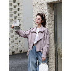 批发酷飒风拉美德宽松蛋白皮衣外套女慵懒设计感美式复古机车PU皮<b class='q'>夹克</b>