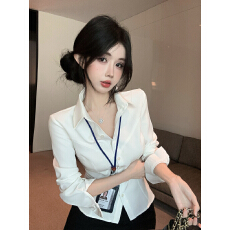 批发实拍实价纯欲收腰长袖白衬衫女性感收腰修身衬衣OL制服职业<b class='q'>工作服</b>