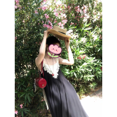 批发杨超越同款度假风仙女裙长裙法式复古蕾丝拼接系带压褶吊带连衣裙