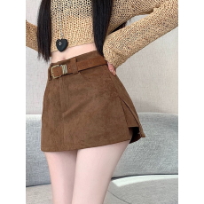 批发实拍实价辣妹复古鹿皮绒半身裙女<b class='q'>性感</b>高腰开叉显瘦A字包臀短裙裤