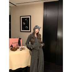 批发松弛感休闲运动套装女辣妹复古条纹连帽开衫卫衣高腰阔腿裤两件套