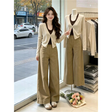 批发2026年秋季粉色长袖翻领修身显瘦气质打底针织衫上衣女设计感