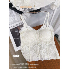 批发2026新款鱼骨<b class='q'>马甲</b>法式蕾丝吊带背心女性感鱼胸垫内衣丝吊带背心