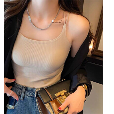 批发u领小吊带背心女外穿夏季带胸垫<b class='q'>文胸</b>一体美背内衣双肩带无袖上衣