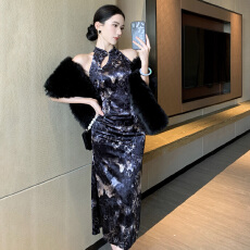 批发实拍新中式高端丝绒改良<b class='q'>旗袍</b>巨好看年轻款少女复古显瘦中式连衣裙