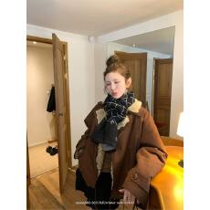 批发aaaaxbbb 圣水洞咖啡街 毛毛翻领外套上衣抽绳两色休闲韩系百搭