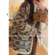 批发费尔岛复古圈圈毛慵懒风厚外套2025秋冬新款宽松韩版加绒保暖上衣