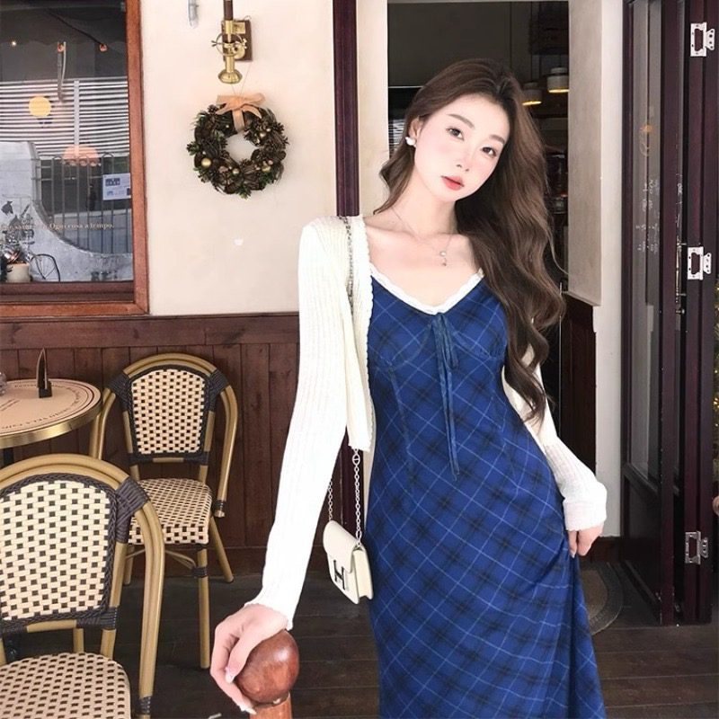 eia 하나 야오 잡담 oni 프랑스식 레트로 슬립 여성 드레스 봄 여름 몸매 가꾸기 롱 스커트