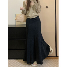 批发实拍大码女装秋冬大摆针织裙胖mm加厚羊绒包臀显瘦长款半身裙女