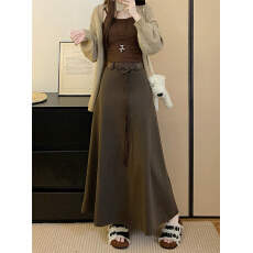 批发实拍大码女装秋<b class='q'>冬</b>毛呢半身裙新款垂坠感高腰a字包臀伞裙中长款裙