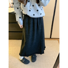 批发实拍大码女装<b class='q'>冬</b>季新款半身裙女加厚大摆中长款毛呢包臀木耳边裙子