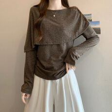 批发大码女装秋<b class='q'>冬</b>新款大翻领长袖针织衫女胖MM显瘦遮肉荷叶领上衣打底