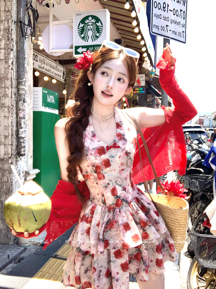 acaine4 8 20 00 95 할인 꽃 증서 장미 레트로 프랑스식 분위기 센스 유화 장미 치마