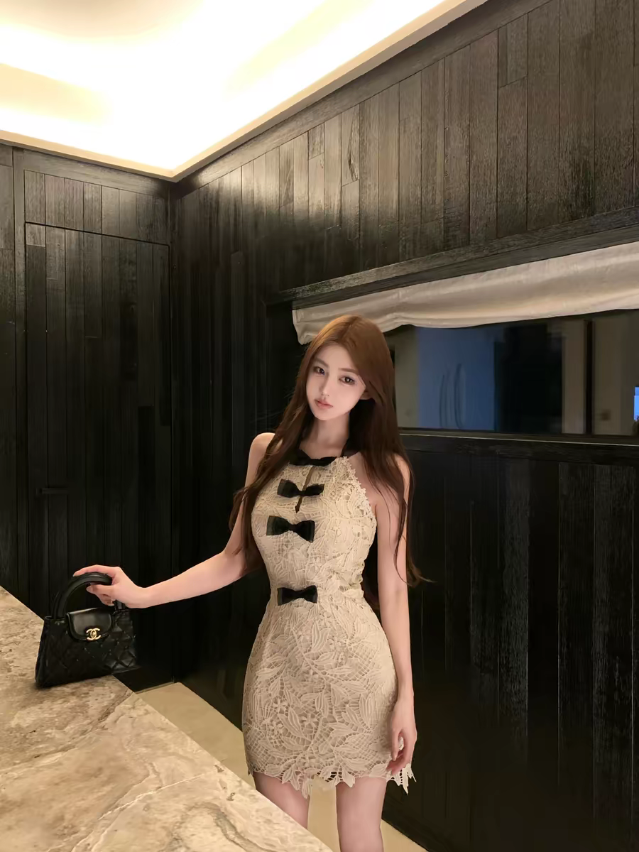 okmashop 04.07 20 00 신제품 서있는 마이너스 12 행침 목 레이스 여성 드레스 순수한 욕망 치마