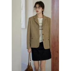 批发羊毛毛呢正肩西装外套小个子女早春短款法式气质通勤西服