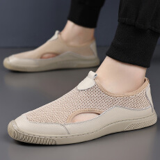 批发2025<b class='q'>夏</b>季透气网面镂空一脚蹬轻便套脚沙滩鞋男鞋