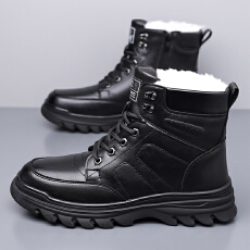批发2025冬季新款男靴加绒保暖棉靴 货号