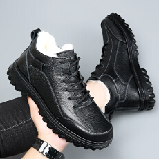 批发2025冬季新款牛皮羊毛鞋保暖棉鞋男靴货号