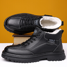 批发2025新款真皮冬季加绒加厚高帮棉鞋男靴货号