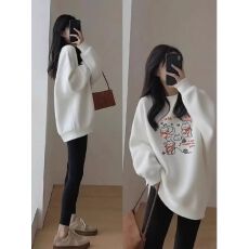 批发含棉 华棉复合 cvc罗纹 圆领印花卫衣女情侣 常规 加绒