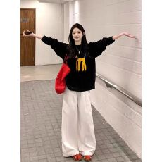 批发韩系长袖t恤女设计感慵懒风宽松休闲百搭上衣