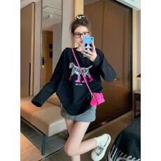 批发韩系长袖t恤女设计感慵懒风宽松休闲百搭上衣