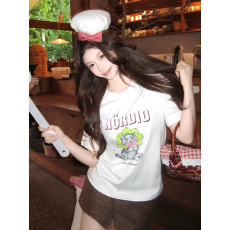 批发印花短袖t恤女夏季新款宽松休闲百搭上衣