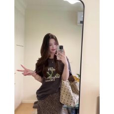 批发2026夏季新款休闲百搭印花圆领宽松短袖T恤上衣女