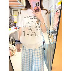 短袖t恤女2026年夏季新款韩版宽松圆领休闲正肩印花上衣