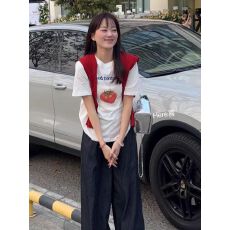 批发夏季新款美式休闲<b class='q'>字母</b>卡通印花短袖<b class='q'>t</b><b class='q'>恤</b>女宽松休闲上衣女