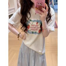 批发夏季新款美式休闲<b class='q'>字母</b>卡通印花短袖<b class='q'>t</b><b class='q'>恤</b>女宽松休闲上衣女