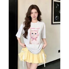 批发夏季新款美式休闲<b class='q'>字母</b>卡通印花短袖<b class='q'>t</b><b class='q'>恤</b>女宽松休闲上衣女