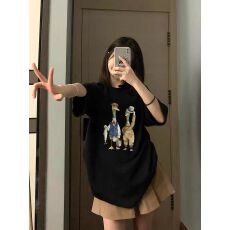 批发夏季新款美式休闲<b class='q'>字母</b>卡通印花短袖<b class='q'>t</b><b class='q'>恤</b>女宽松休闲上衣女