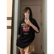 夏季新款美式休闲字母卡通印花短袖t恤女宽松休闲上衣女