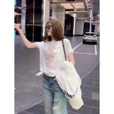 批发夏季新款美式休闲<b class='q'>字母</b>卡通印花短袖<b class='q'>t</b><b class='q'>恤</b>女宽松休闲上衣女