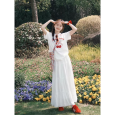 红色樱桃纯棉短袖t恤女2026新款夏季宽松大码白色设计感早春上衣