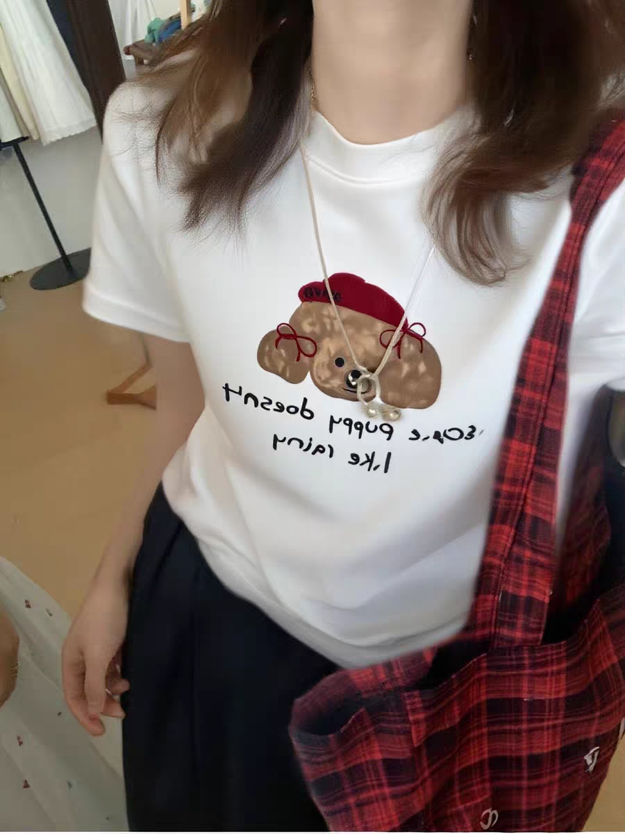 반팔 티셔츠 언더 코트 여성 인사이드 가져 가라. 고급 센스 2026 새로운 여름 루즈핏 슬림해 보이는 알파벳 프린트 셔츠