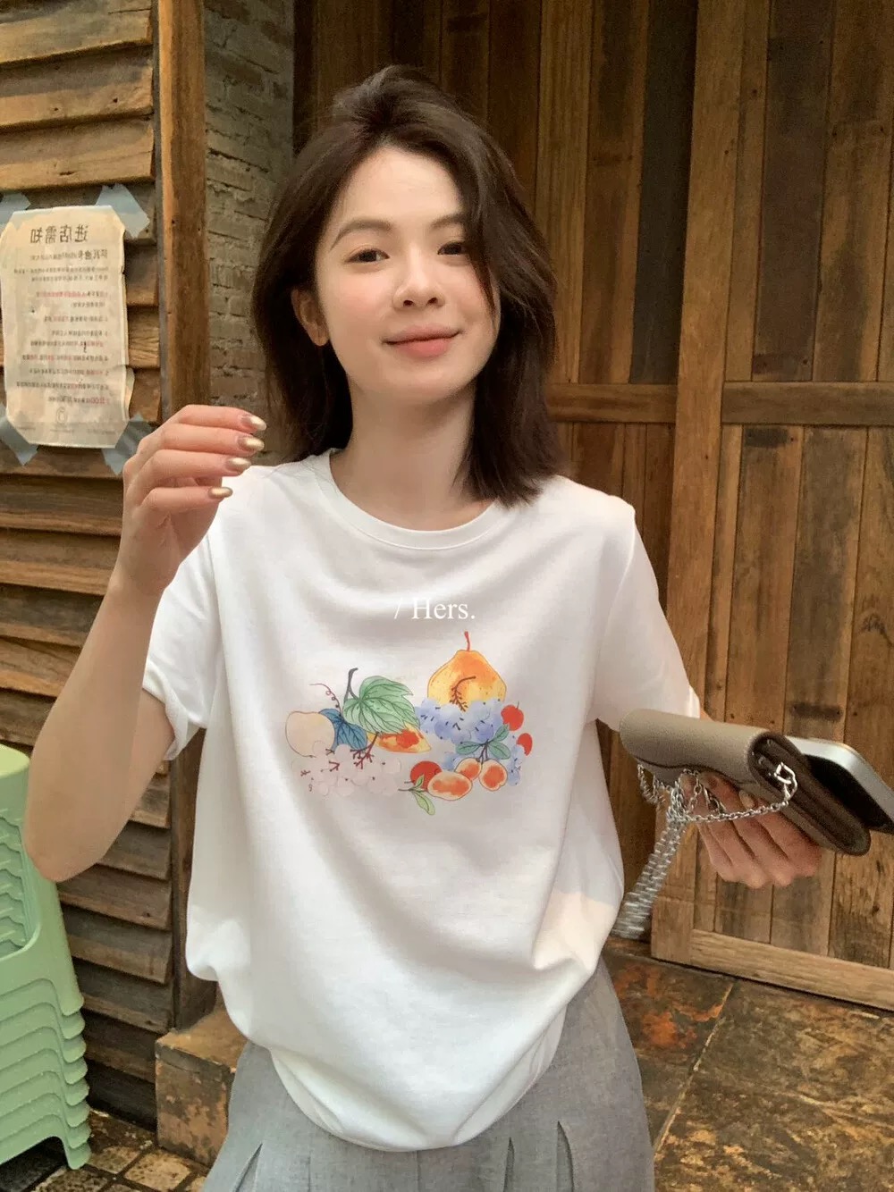 레트로 작은 대중 프린트 라운드 넥 반팔 티셔츠 여성 여름 루즈핏 캐주얼 순면 만나는 긍정적 인 어깨 동정 맨위