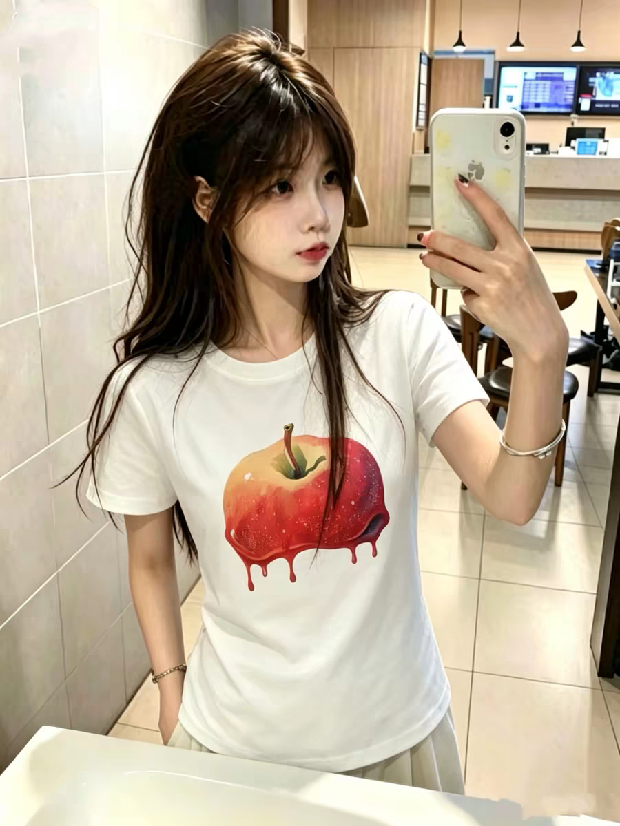 한 부서 창의성 여름 불가사리 알파벳 프린트 반팔 티셔츠 여성 여름 작은 대중 몸매 가꾸기 슬림해 보이는 맨위