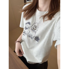 批发卡通印花设计感T恤女初夏季宽松显瘦百搭上衣短款