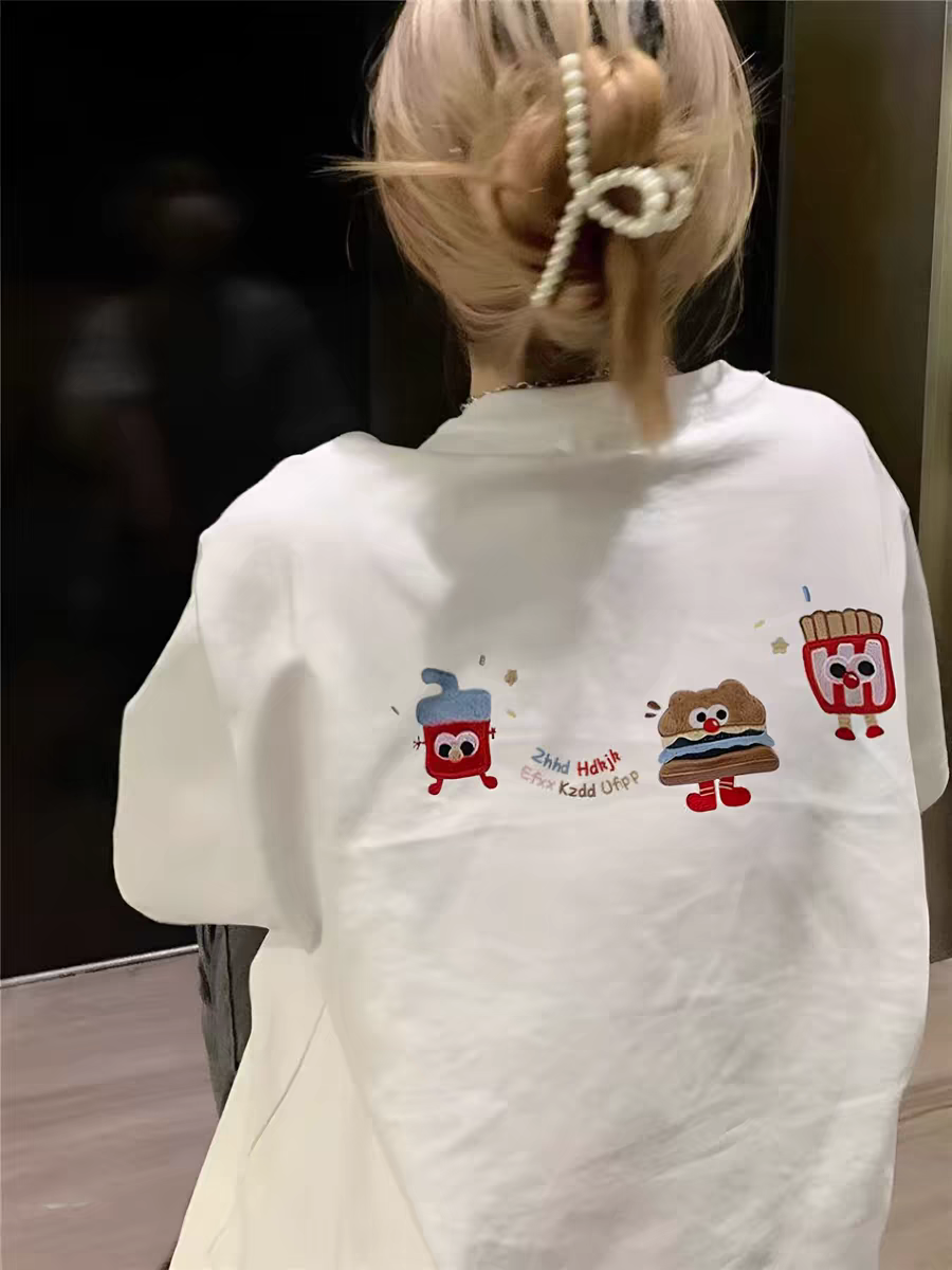 아메리칸 화이트 순면 반팔 티셔츠 여성 여름 2026 새로운 학생 루즈핏 디자인 센스 작은 대중 반소매 맨위 서비스