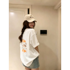 批发纯棉短袖t恤女夏季2026新款爆款设计感小众美式宽松正肩半袖上衣