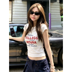 批发韩系短袖t恤女2026年新款夏季短款修身显瘦体恤百搭半袖上衣