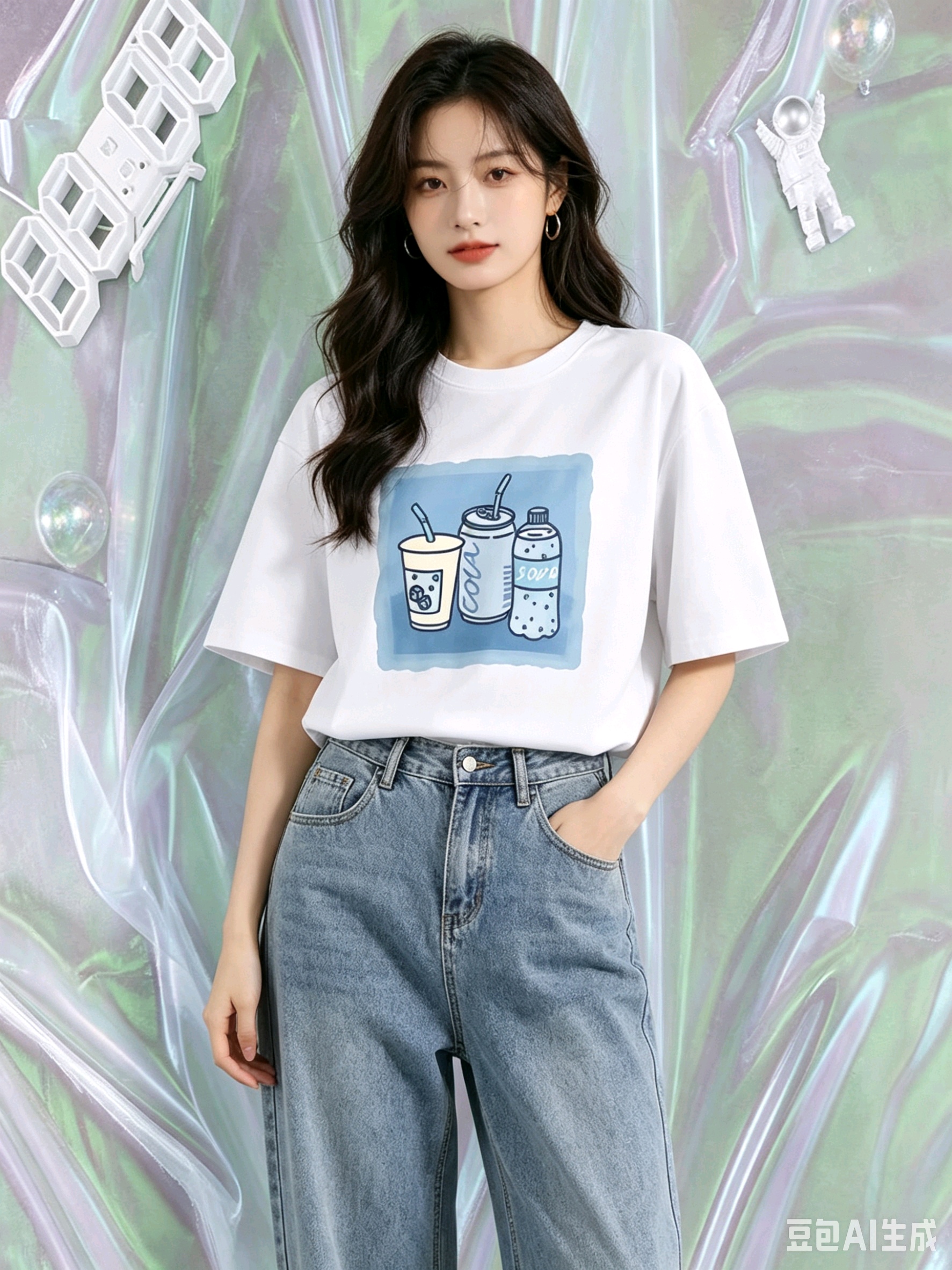 순면 반팔 티셔츠 여성 여름 2026 새로운 폭발 디자인 센스 작은 대중 아메리칸 루즈핏 긍정적 인 어깨 반소매 맨위