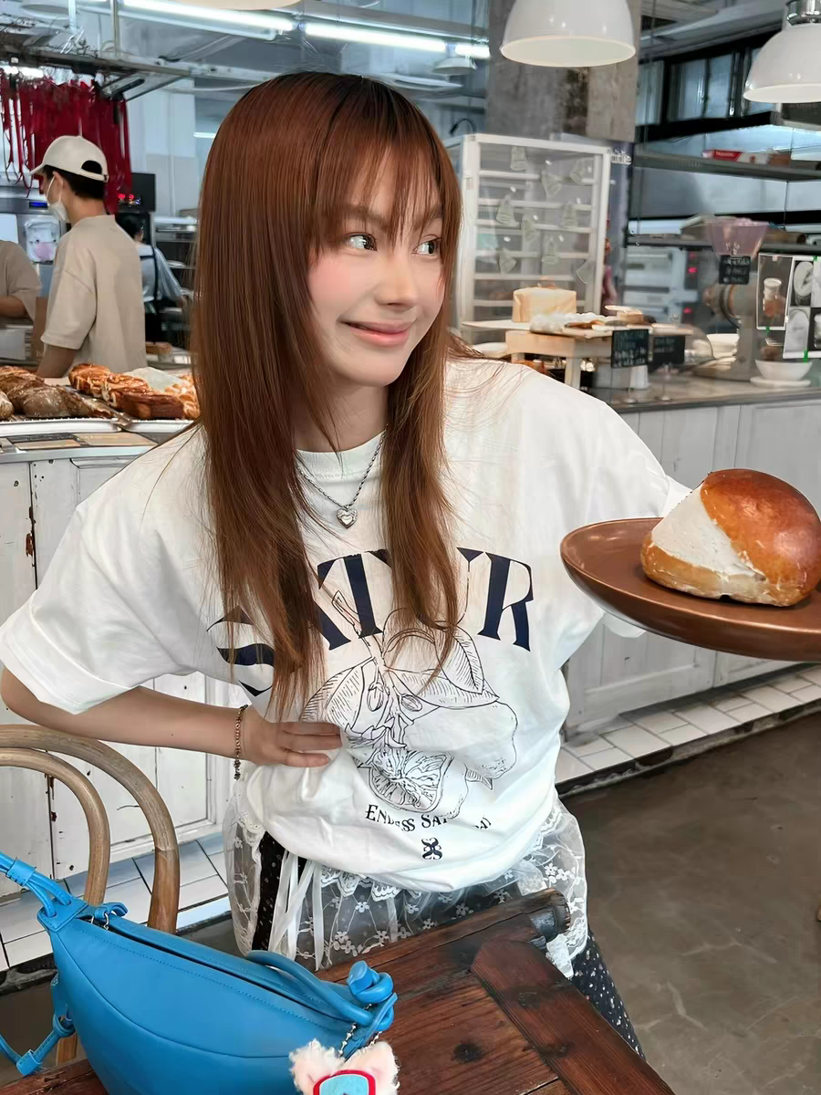 한국 ins 작은 대중 레트로 레몬 프린트 미니멀리즘 캐주얼 다용도 루즈핏 순면 편안함 여름 반팔 티셔츠 여성