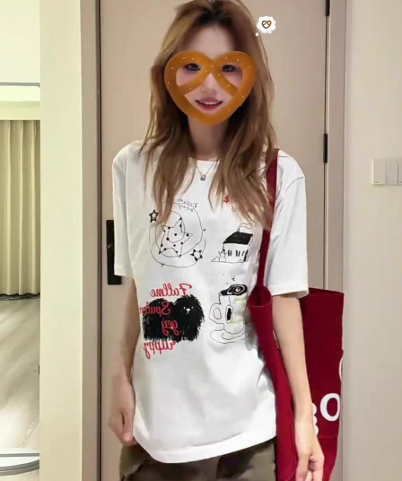 경관 그림 21 순면 210 그램 이후 패키지 칼라 여름 드레스 한 부서 반팔 티셔츠 여성 한국 스타일 루즈핏 빅 사이즈 프린트