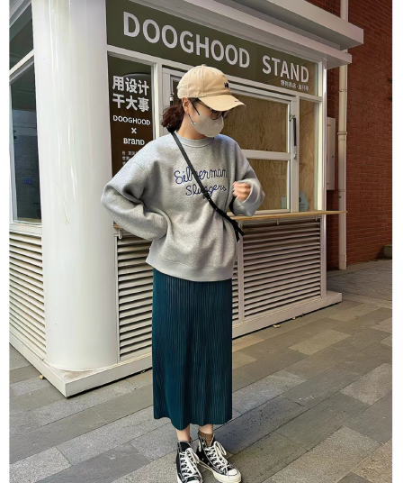 마 후아 면 순면 얼굴 비 시장 모방 면 재료 라운드 넥 후드티 얇은 스타일 털이 있는 루즈핏 없음 모자